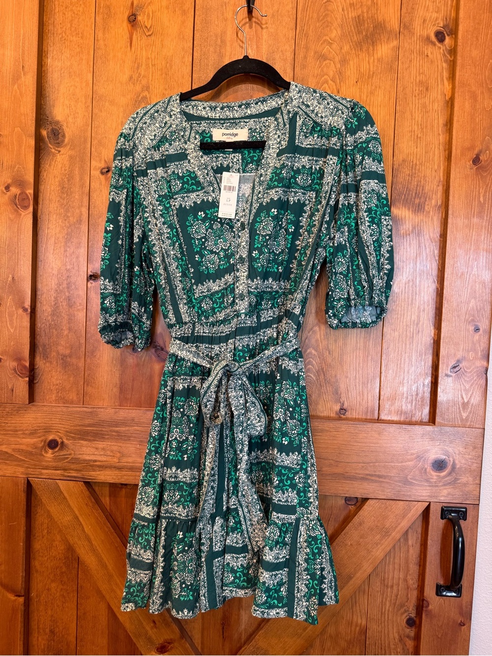 Pomelo Emerald Green Paisley Tie-Waist Midi Dress